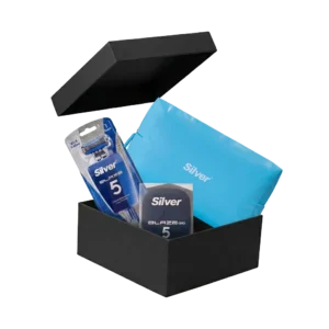 پک هدیه مردانه سیلور شامل تیغ اصلاح Blaze 5، تیغ اصلاح مسافرتی blaze5 و کیف